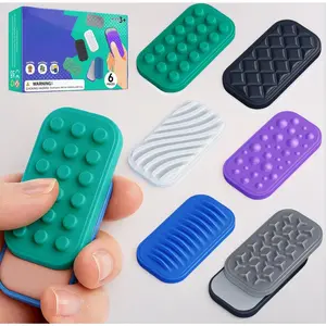 Magnetic Sensory Fidget Sliders for Kids & Adults, 6 Pack Textured Silicone Fidget Toys, Quiet Desk Toy for Classroom, Office,Travel, Busy Hands, Easter Basket Stuffers