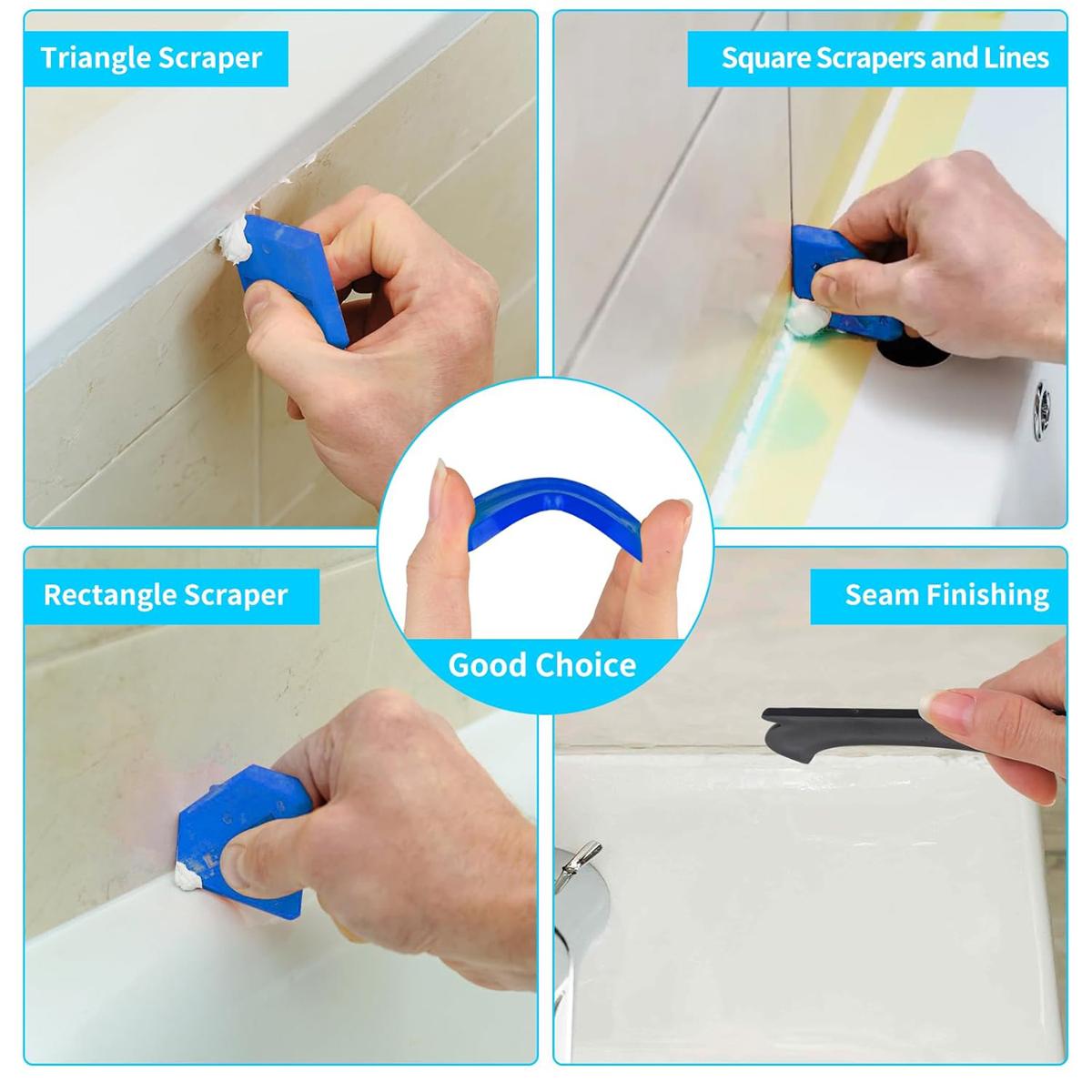 3 in 1 Silicone Caulking Tools, Sealant Finishing Tool Grout Scraper, Reuse and Replace 5 Silicone Pads, Great Tools for Kitchen Bathroom Window, Sink Joint 3 in 1 Silicone Caulking Tools, Sealant Finishing Tool Grout Scraper, Reuse and Replace 5 Silicone Pads, Great Tools for Kitchen Bathroom Window, Sink Joint