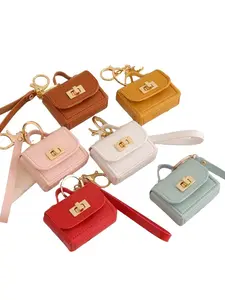 Mini PU Leather Keychain Wallet, Portable Zipper Coin Purse, Ladies Earphone Bag, Elegant Casual Style, Perfect Gift for Halloween Christmas, Bifold Wallets, Durable Wallet