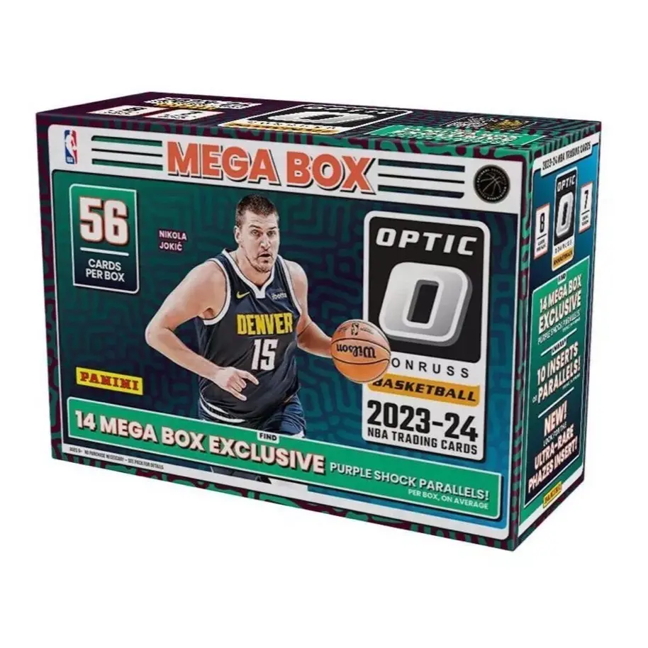 NBA BASKETBALL PANINI DON RUSS 2024 OPTIC MEGA BOX*  FACTORY SEALED! 56 CARDS PER BOX! WEMBY CHASE!