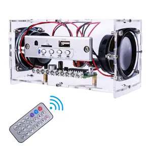 DIY Bluetooth-Compatible Speaker Kit, Mini Stereo Sound Amplifier Soldering Projects Transparent with Colorful LED Flashing Light, DIY Speaker Kit Electronic Soldering Practice Kit for School STEM Education and Home Office Use Springtok Audio