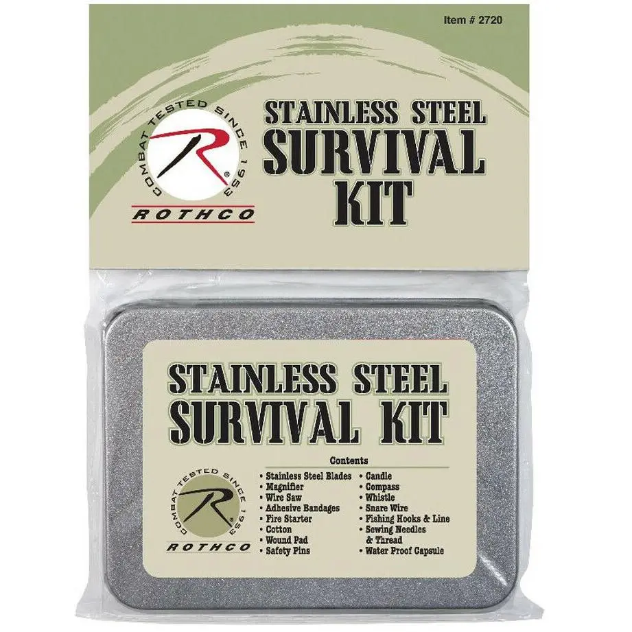 Compact Pocket Survival Kit with Essential Survival Tools in a Metal Tin for Emergency Preparedness, Hiking / Light Outdoor
