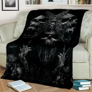 Gothic Horror Skull Ghost Cartoon  Blanket,Soft Throw Blanket for Home Bedroom Bed Sofa Picnic Travel Office Cover Blanket Kids