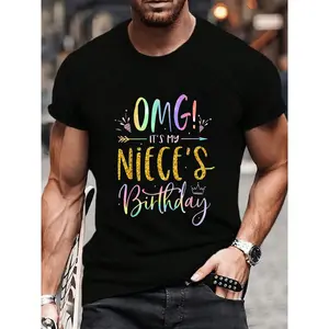 100% Cotton OMG It's My Niece's Birthday Happy BDay Uncle Aunt Tie Dye T-Shirt Women's Men's Graphic Tee Crew Neck summer vacation Tops
