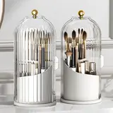 Summerwins Durable Modern Acrylic Rustproof Toothbrush Holder with Cover - 360-Degree Rotation, Compact Transparent Door Lid, Space-Saving Bathroom Vanity Countertop Organizer Box, 1-Count,home decor