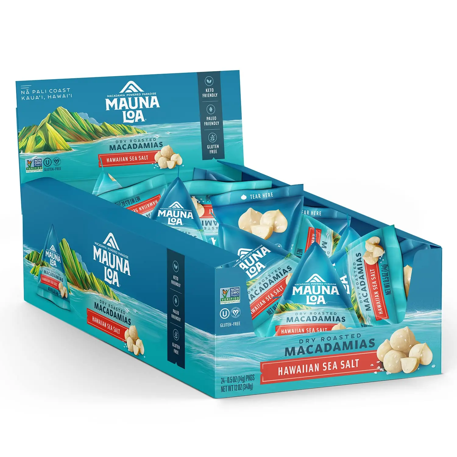 Roasted Macadamia Nuts, Roasted Salted Flavor, .5 Oz Pouches (Pack of 24)
