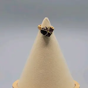 Raw Crystal Gold Wire Wrapped Rings - Elegant Design with Gold Finish and Unique Shape