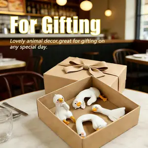Cute White Goose Decor Figurines - 4PCS Mini Resin Goose Statues for Computer Monitor, Desk, Car Dashboard, Bookshelf - Funny Animal Ornaments for Home Office Decor, Unique Gifts for Women, Kids outdoorfun