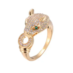 Panther Head Ring, Pave CZ Leopard Ring, Green Eyes Statement Ring, Gold/Silver Plated Animal Ring, Luxury Inspired Cocktail Ring for Women Panther Head CZ Ring, Gold/Silver Plated Statement Ring