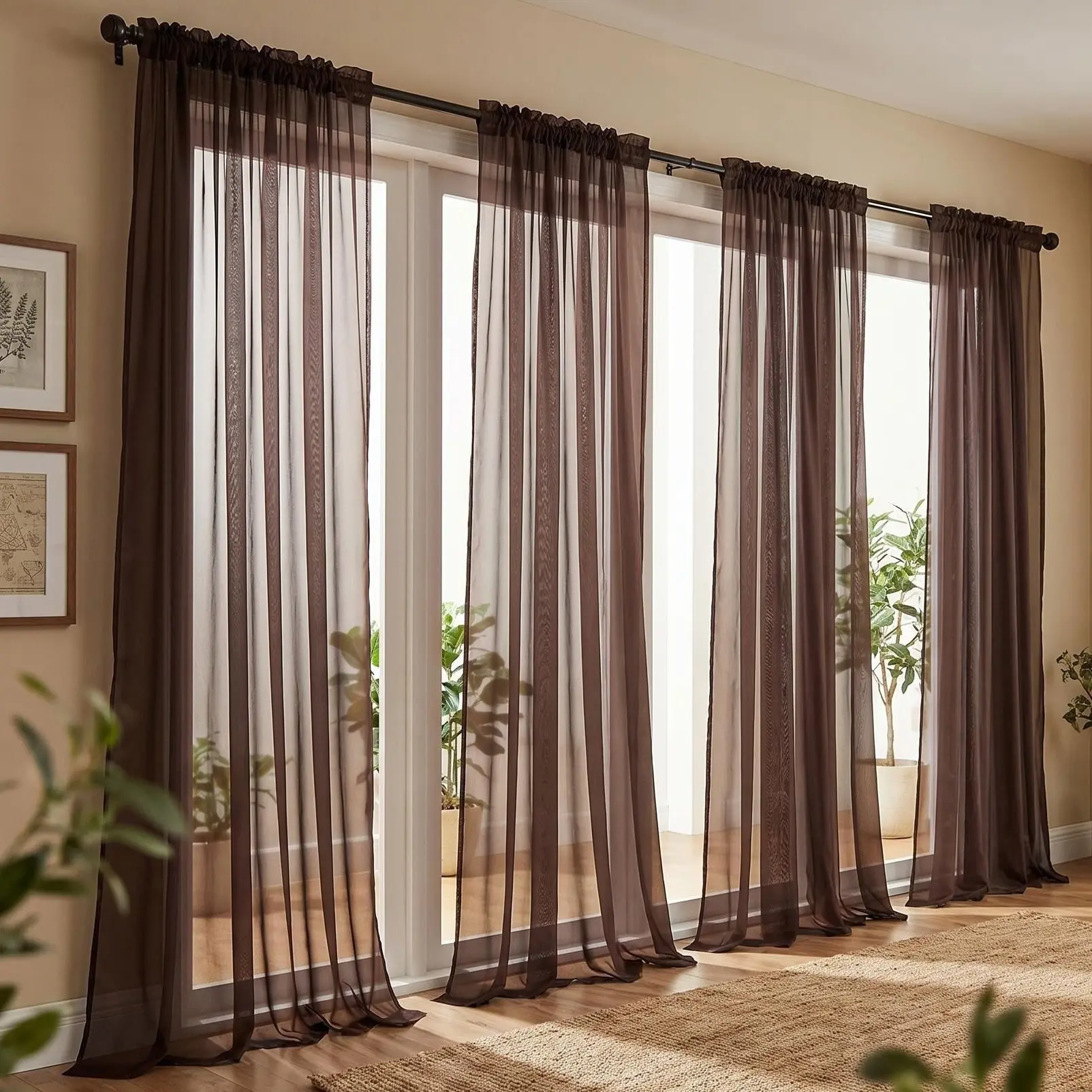 Classic 4-Panel Solid Light Voile Sheer Rod Pocket Home Decoration Curtains (52"x84"), Lightweight Durable Wrinkle Resistant Window Drapes for Bedroom, Living Room, FT2508 Summer Gift #SummerVibes