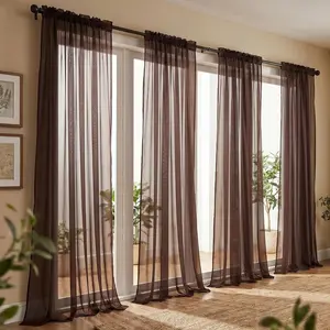 Summer Vibes, 52x84 Inch 4pcs Sheer Curtains for Living Room Bedroom Linen Sheer Curtains, Rod Pocket Luxury Black Out Curtains for Windows Apartment FT2508