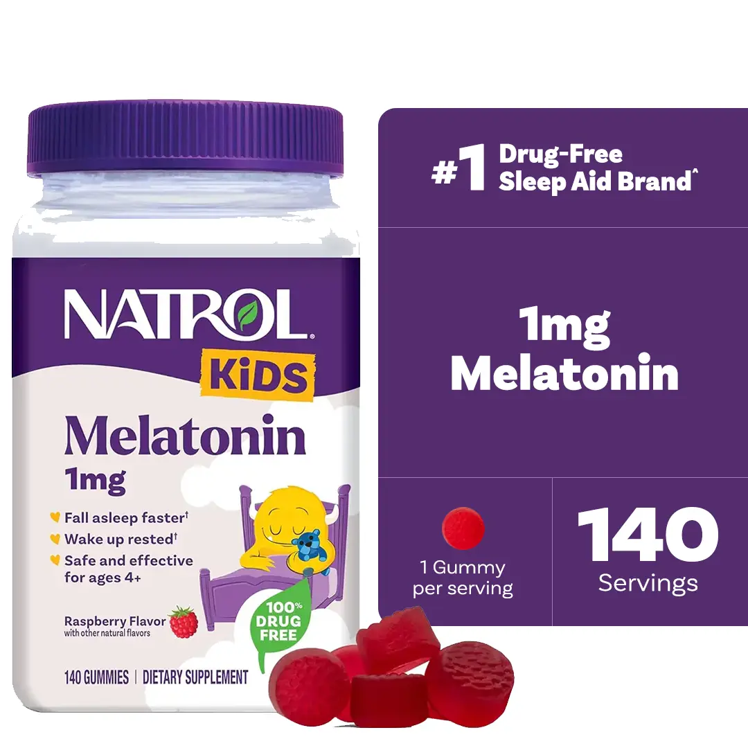 Natrol Kids 1mg Melatonin Organic Dietary Gummies, Raspberry-Flavored Chewables, for Self-Care