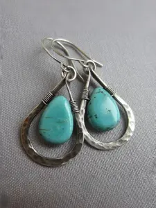 Vintage Turquoise Drop Earrings, Boho Western Style Jewelry for Women, Elegant Alloy Chain, All Seasons Accessory