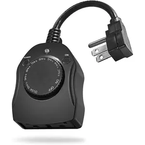 Outdoor Timer Outlet ,  Light Sensor Timer, 2 Grounded Electrical Outlets for Outdoor Lights, 15A/1875W, ETL Listed (1 Pack)