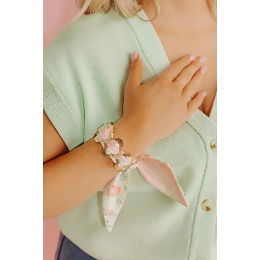 First Class Chic Scarf Cuff Bracelet in Pink