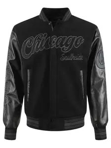 2026 New Men's Black Number Baseball Varsity jacket , Casual Fashion High-End Embroidered Zipper ,pocket sportswear Patchwork black Long Sleeve street Style hip-hop coat