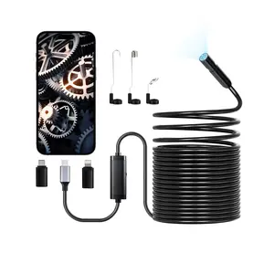 VEVOR Endoscope Camera with 49.2FT Semi-Rigid Cable, 1920P HD Borescope for Android IOS, Industrial Inspection Camera with Light - 8 LED, 2X Zoom, IP67 Waterproof Snake Camera for Auto, Plumbing
