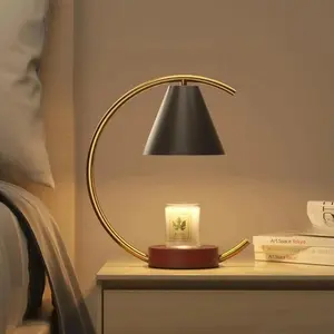 Dimmable Candle Warmer Lamp - 50W Halogen Bulb, Flame-Free Fragrance, Dimmable Brightness, 2/4/8-Hour Timer, Stylish Decor for Home Ornaments Black