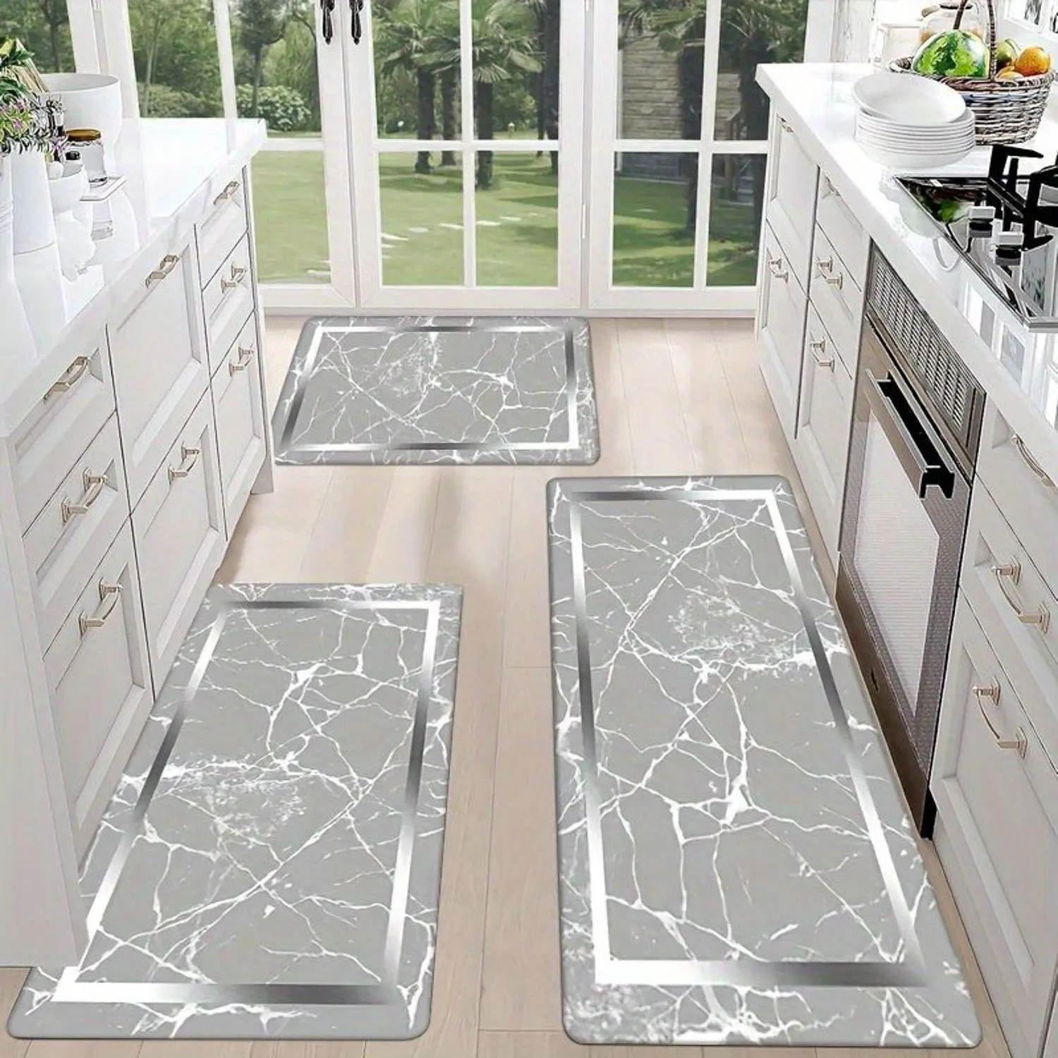 1‑Piece Gradient‑color marble‑pattern anti‑slip doormat, machine‑washable mat, suitable for sinks, bedrooms, living rooms and dining areas‑easy‑to‑clean and durable