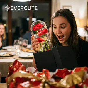 EVERCUTE Glass Dome Artificial Flower with LED – Romantic Rose and Butterfly, Luxury Home Desk or Shelf Decor, Birthday, Anniversary, Valentine’s, Christmas, Mother’s Day Gift, TikTok Trend, Instagram Photo Prop wall gallery photo frame greenery ribbon