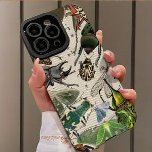 Oil Painting Star Insect Pattern Design Protective Shockproof Ultra-Thin Phone Case Protector for iPhone 16/15/14/13/12/11 Plus Pro Max, Dust-Proof and Beautiful Gift for Girlfriend Boyfriend Friend Accessories