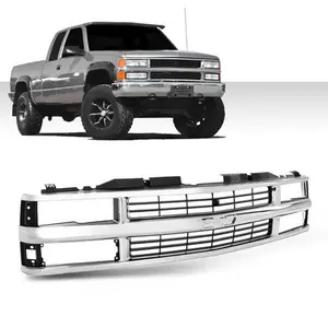 Chrome Grille w/ Black Insert Fit For 1994-1998 Chevy C/K 1500 2500 3500 Truck
