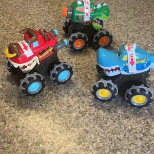 JOYIN Toys for Kids 3 Pack Monster Truck Toy, Motion Activated Light-Up Cars, Press & Go Cars for Boys Girls, Christmas Gifts for Kids Baby Toy Present Dinosaur Carrier Truck,MONSTER TRUCK SET Valentine's Day Gifts for Kids