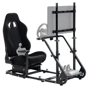 Supllueer Racing Simulator Cockpit with Gaming Seat&Monitor Stand Fit for Logitech/Thrustmaster/Fanatec GPRO G29 G920 G923 T128X T300RS GT,Sim Driving Race Stand Without Steering Wheel/Pedal/Shifter/Display