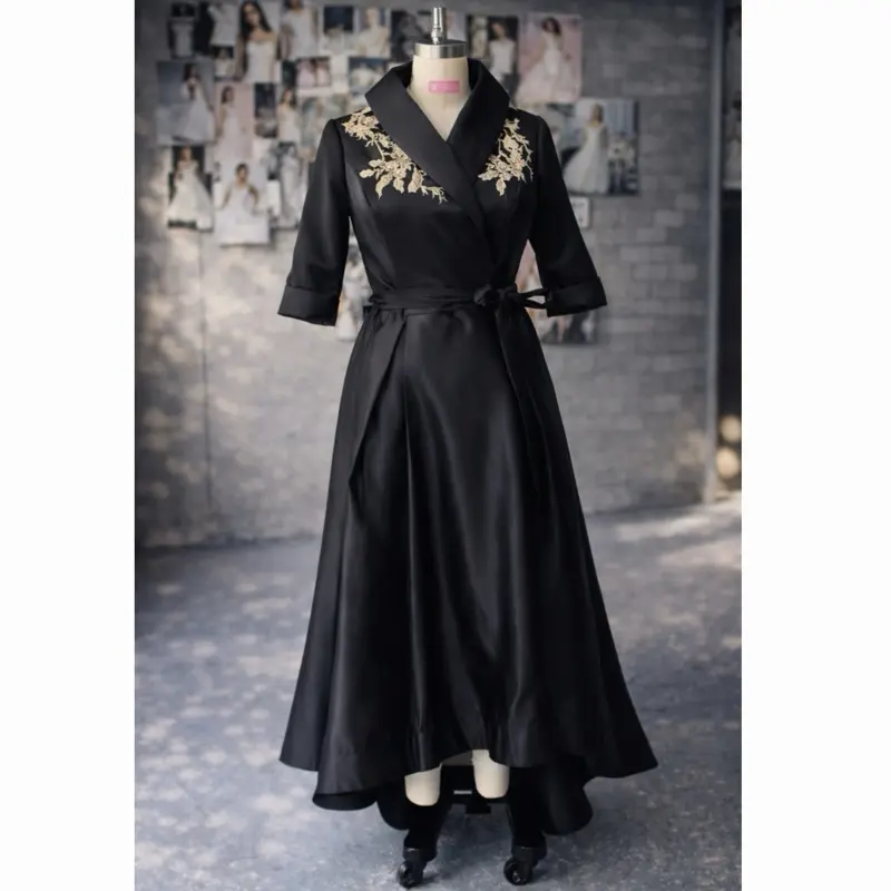 Laidiecloth Women's Black and Gold Formal Mother of the Bride Gown - Perfect for Weddings and Formal Occasions - Womenswear
