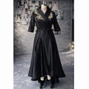 Laidiecloth Women's Black and Gold Formal Mother of the Bride Gown - Perfect for Weddings and Formal Occasions - Womenswear
