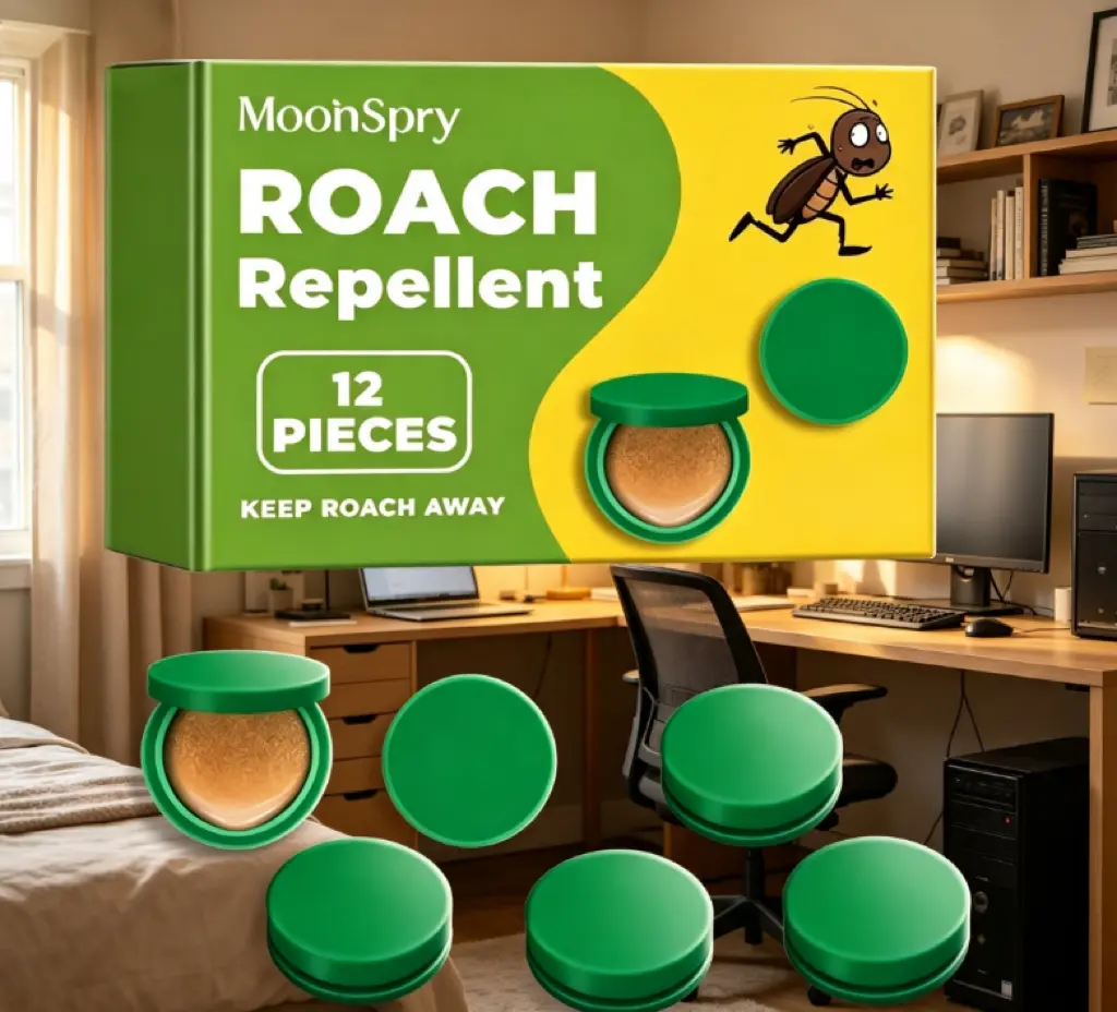 MoonSpry Natural Indoor Roach Repellent Pods 12-Count Pack, Plant-Based Effective Cockroach Repeller, Family-Safe Pest Deterrent, Easy-to-Use Home Pest Prevention for Kitchen, Bathroom, RV, 12-Pieces