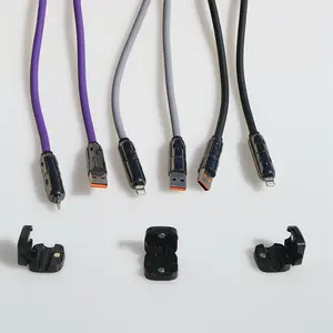 [Buy 1 get 1 Free] 6.6FT 240W Fast Charging 2-in-2-out Charging Cable with 6 pack Magnetic Cord Holder – Multi-Functional for Mobile Phones, Laptops & Car Use, Type-C Lightning Charger