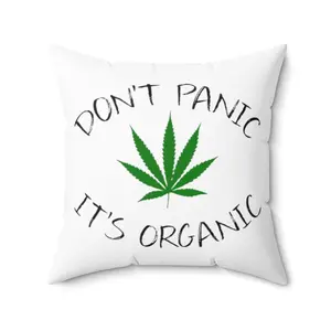 Don't Panic It's Organic Spun Polyester Square White Pillow