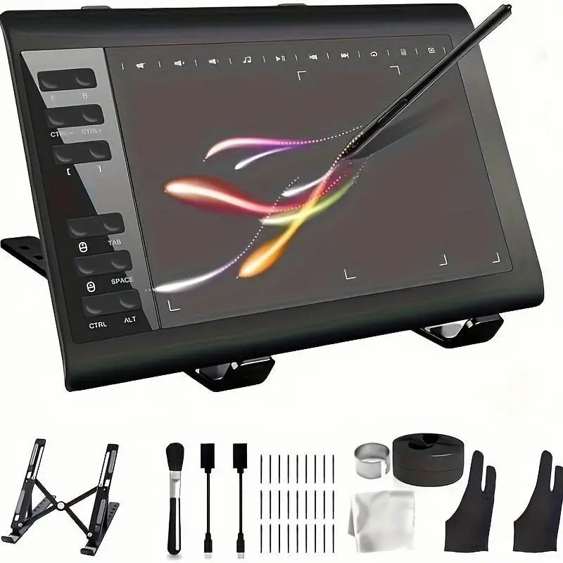 Graphics Drawing Tablet, 10x6 Inch Digital Writing Tablet with Bracket And 8192 Levels Stylus for PC/Mac/Android 5.0 And Above with OTG Function for Drawing And Online Teaching