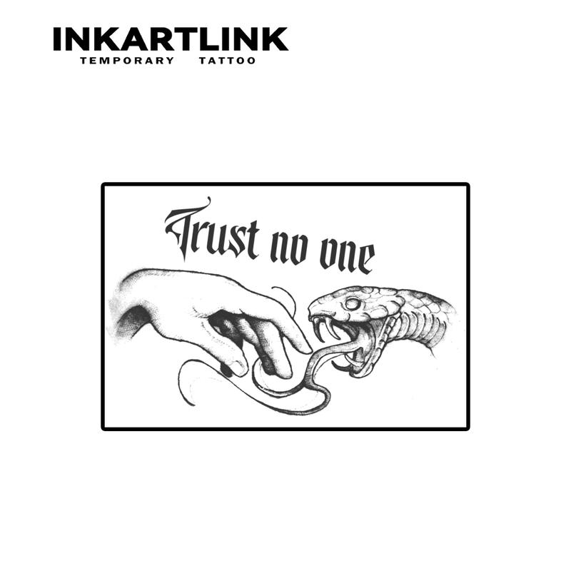 INKARTLINK Tattoo Tech, 2 Sheets Semi-Permanent Temporary Tattoos ,Trust No One 1,Adult Art Design,Lasts 1-2 Weeks, Waterproof, Realistic Look, No Adhesive, No Reflection,For Man And Woman,Ideal for Swimming, Party