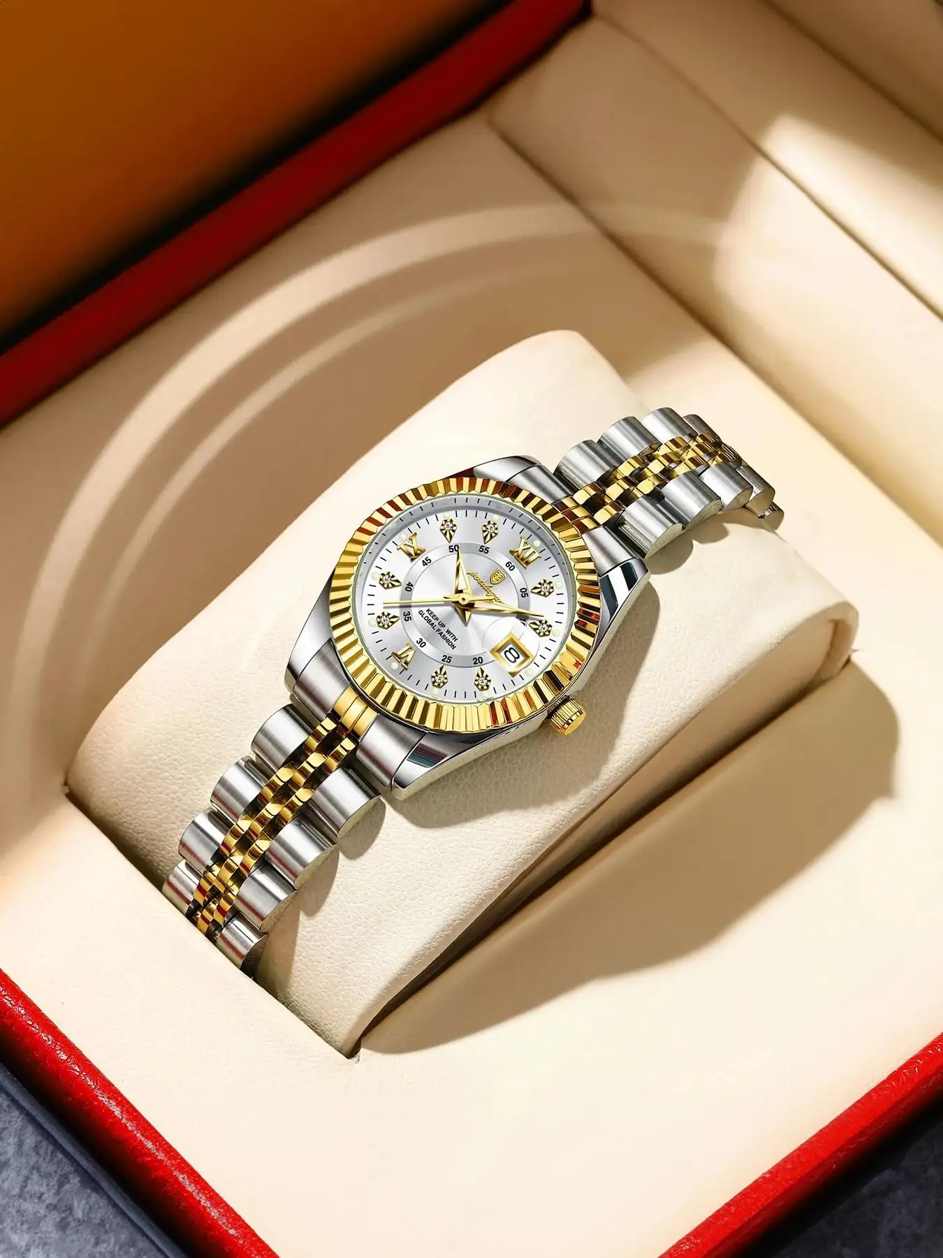 Women's Elegant Round Dial Analog Quartz Watch, Fashion Luminous Watch for Party, Daily Clothing Decor, Trendy All-match & Exquisite Waterproof Watch