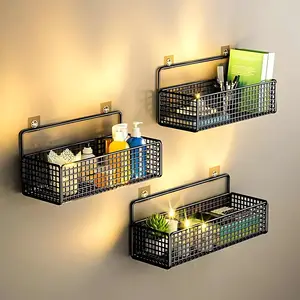 Bathroom Organiser Multifunctional Toiletries Organiser No-Punch Bathroom Shelf Bathroom Kitchen Wall Mount Storage Rack
