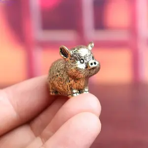 Brass Twelve Zodiac Figurines Set, Pure Copper Handcrafted Pig & Animal Ornaments, Vintage Collectible Art Decor, Lucky Feng Shui Home Office Accessories, Unique Zodiac Animal Statues for Collection & Gifting