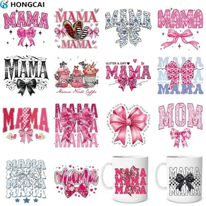 Mother's Day Fashion Bow Stickers, Waterproof Easy Peel & Stick Decals, 3D Colorful UV Transfer Paper for Glass Cups/mugs, Sticker Packs