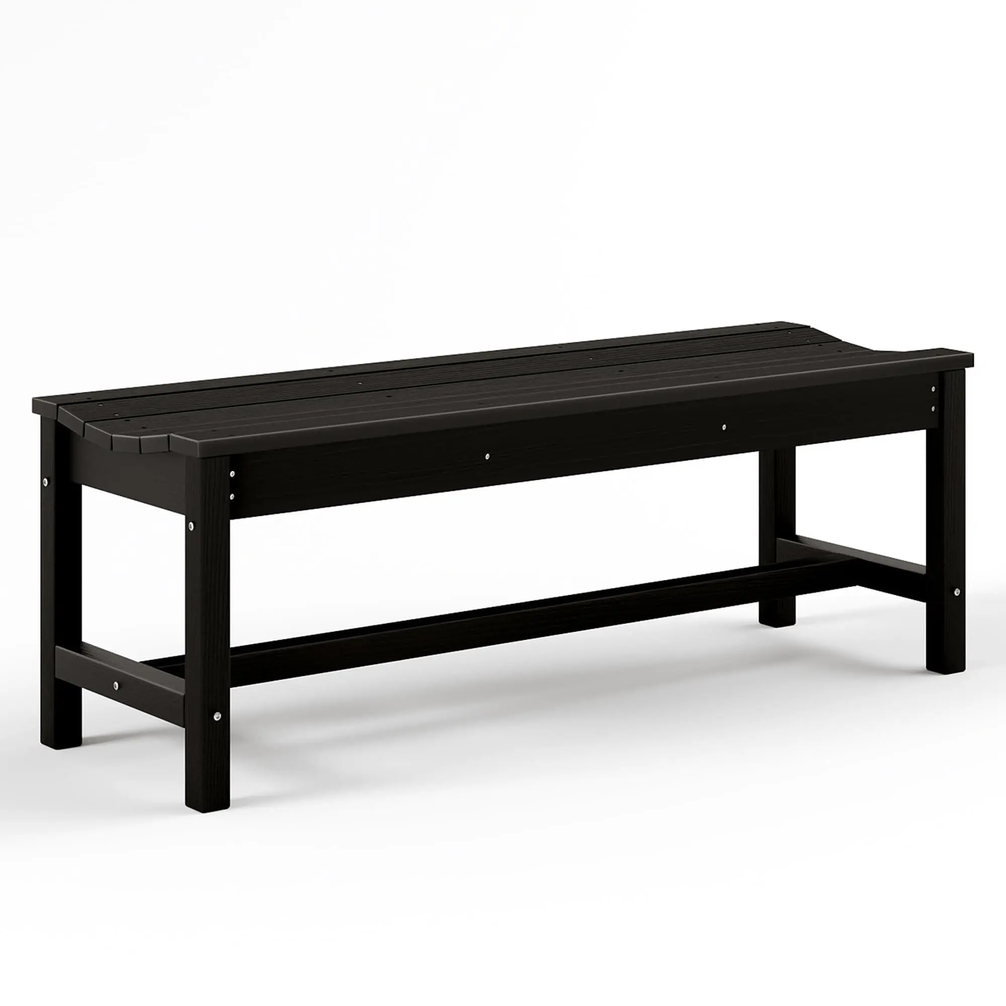 GARVEE Outdoor Bench with Curved Seating, HDPE 2-Person Backless Bench Holds up to 800lbs, Weatherproof Garden Bench for Porch, Patio, Park, Entryway（Black）