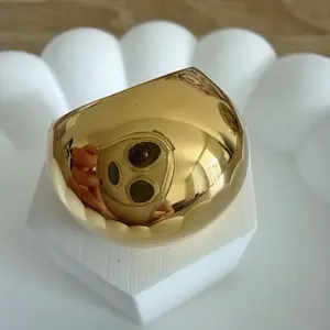 Stainless Steel Dome Ring - Gold Color, Round Shape, Minimalist Design, Ideal for Everyday Wear