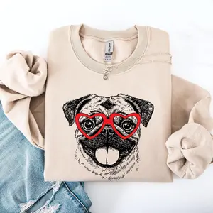 Pug, Pet, Dog Breed, Valentine's Sweatshirt, Crew Neck, Women's, Crewneck, Valentine's Day, Love, Heart, Cupid