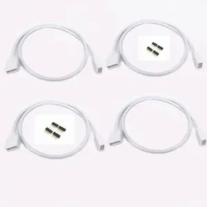 4 count White 0.5M 1.64ft RGB Extension  LED Strip Connector Extension  Cord Wire 4 Pin LED Connector