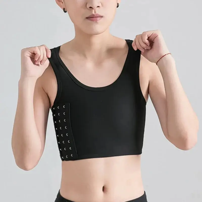 New styleWomen Breathable Chest Breast Binder Side Buckle Short Vest Tops Chest Binder Underwear Tank Tops Wireless Chest Wrap Bandage