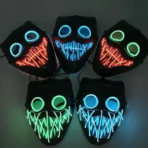 Neon Nightmare LED Horror Masks for Halloween & Raves - Colorful Light-Up Masks for Spooky Events