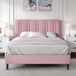 Upholstered    Headboard, Linen Fabric Platform    Tufted Headboard, No Box Spring Required, Easy Assembly, Pink/ White/ Black/ Blue, Twin/ Full/ Queen  frame LED Cloud with Size Gingham Daybed Trundle, Platform  Frame, Lightweight, Platform Bed Frame, Cl
