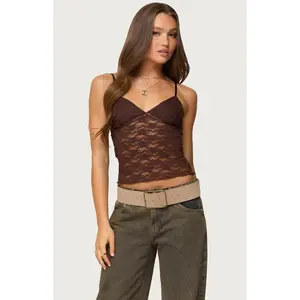 Edikted Women's Eira Sheer Lace Tank Top