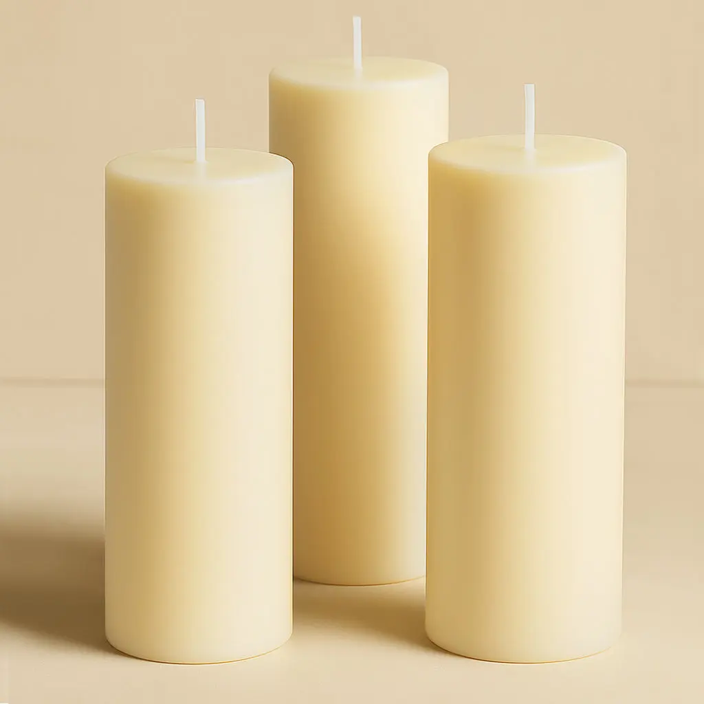 Ivory Paraffin Wax Pillar Candles (6-Pack, 3"x9") - Unscented, Dripless, Smokeless Cotton Wicks, Clean Burn, 90-Hour Long-Lasting Home Decor Candles