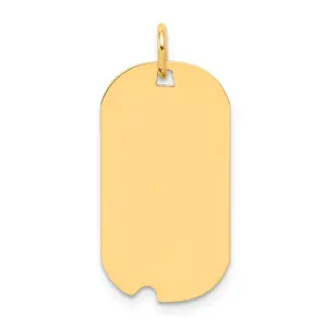 14K Plain .035 Gauge Engravable Dog Tag With Notch Disc Charm