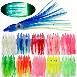 50pcs Squid Swimbait Fishing Lures Skirt Tail Octopus Jig Head Bait Soft Plastic Lures Glow Octopus Skirt Worm Lure Trout Bass Fishing Baits Craw Swimbaits Grub Tail Bait Worm Lure Swimbaits Tubes Baits Kit